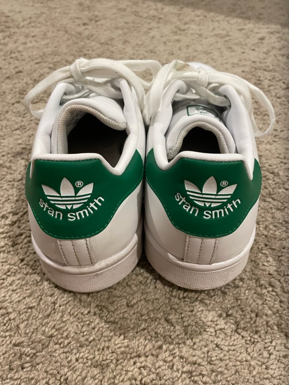 White and Green Adidas Stan Smith Shoes